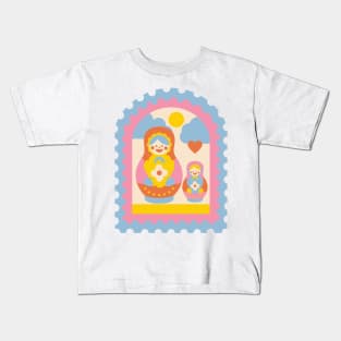 Cute Aesthetic Adorable Y2K 2000s Russian Matryoshka Stacking Doll Kids T-Shirt